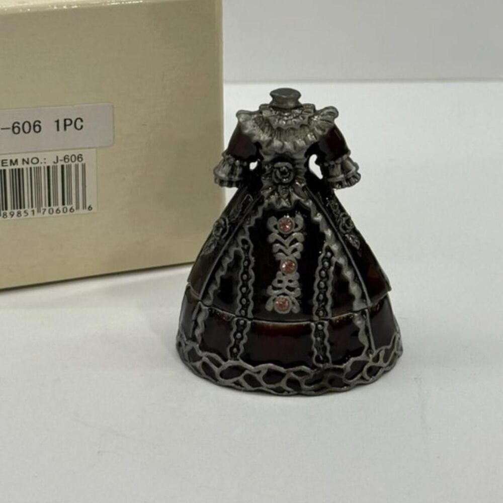 Brand New Enameled Gown Dress Trinket Box / Vintage Vanity Décor